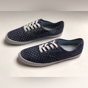 American Eagle Womens Blue Polka dot Canvas Casual Lace Up Shoes Size 8.5